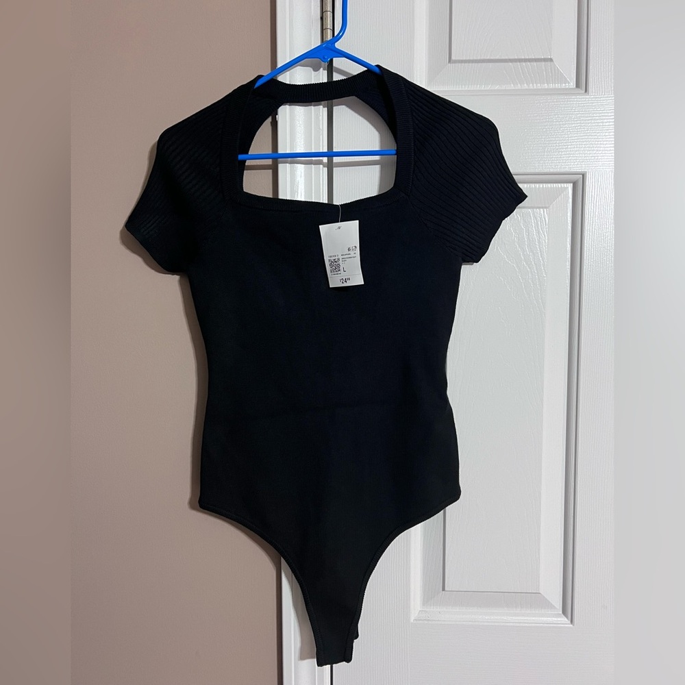 Forever 21 Black Ribbed Bodysuit